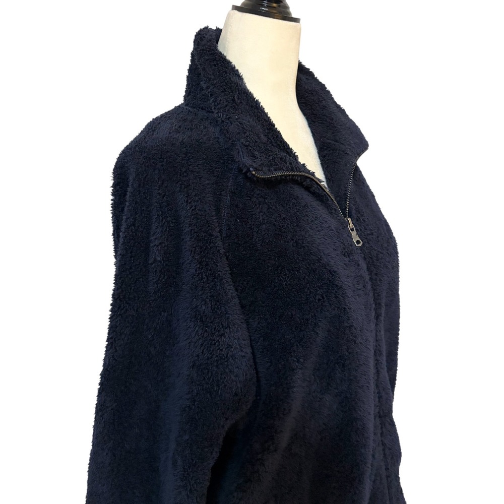Banana Republic Medium Navy Fuzzy Fleece Zip Up Jacket Women's - Picture 5 of 10